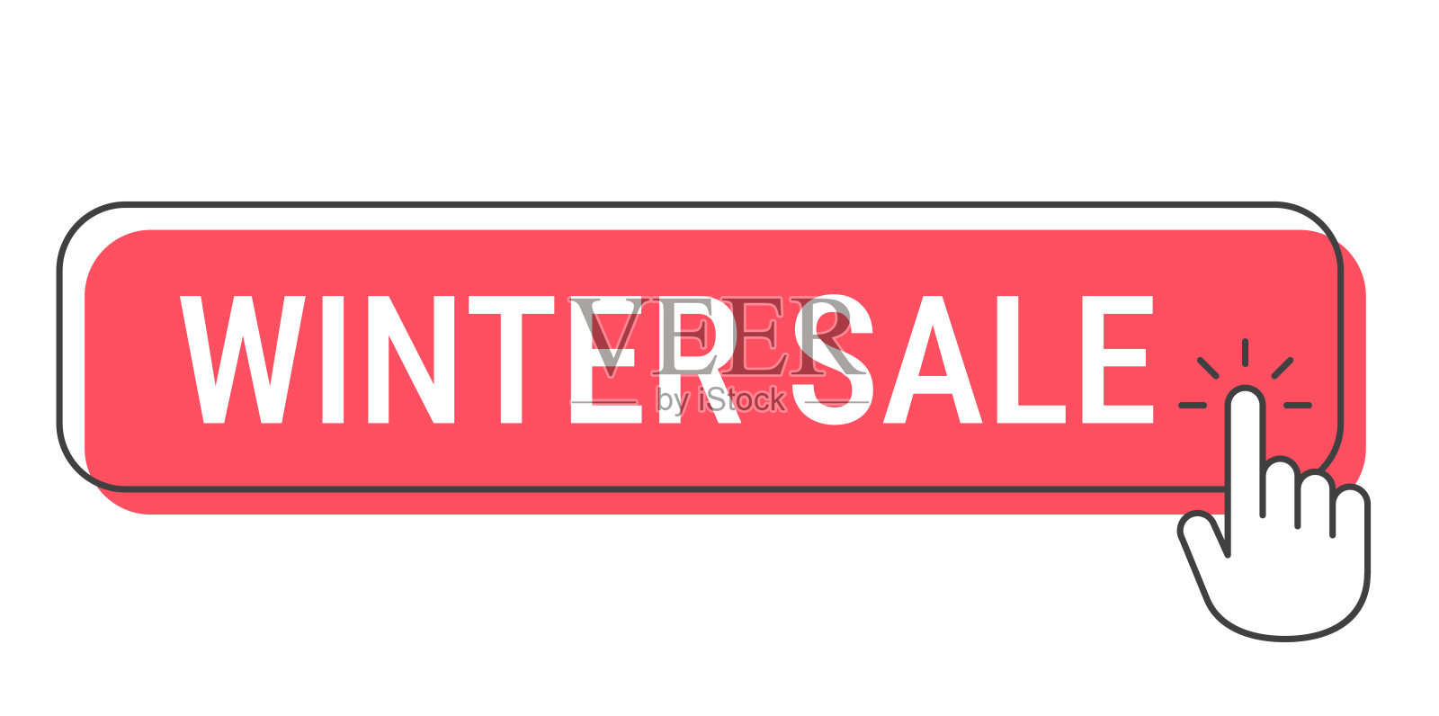 冬季促销 - 白色背景上的手指光标点击按钮插画图片素材