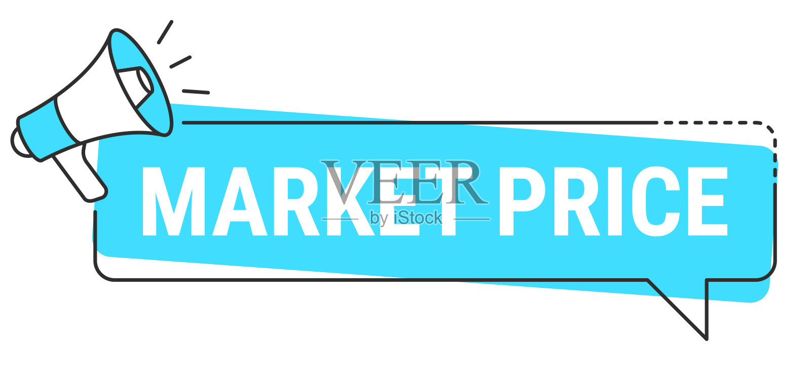 市场价格 - 白色背景上的对话气泡和扩音器插画图片素材