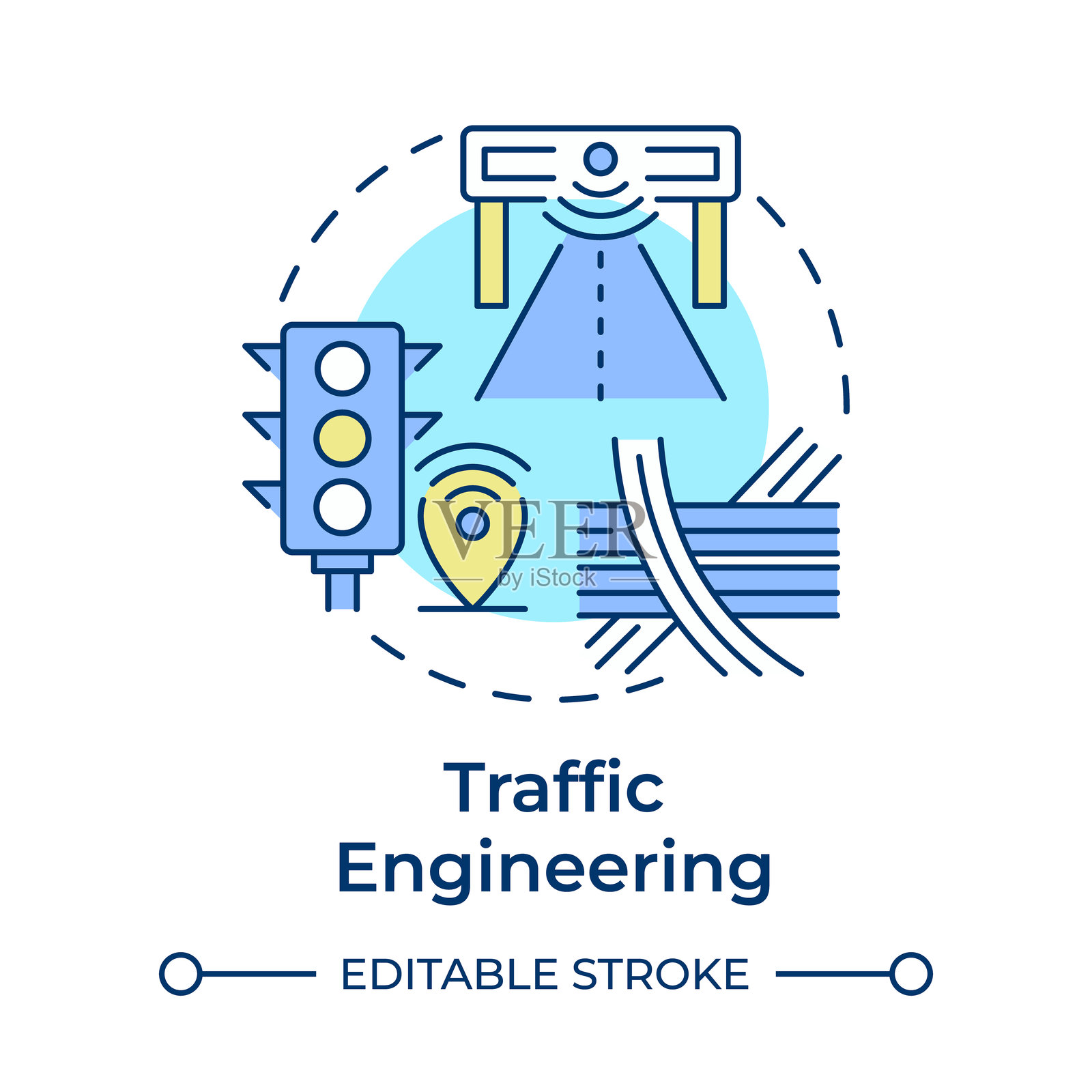 交通工程多色概念图标插画图片素材