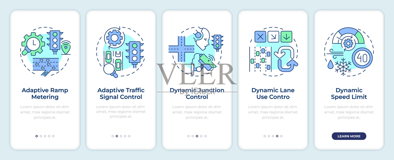 交通管理策略移动应用程序屏幕入门插画图片素材