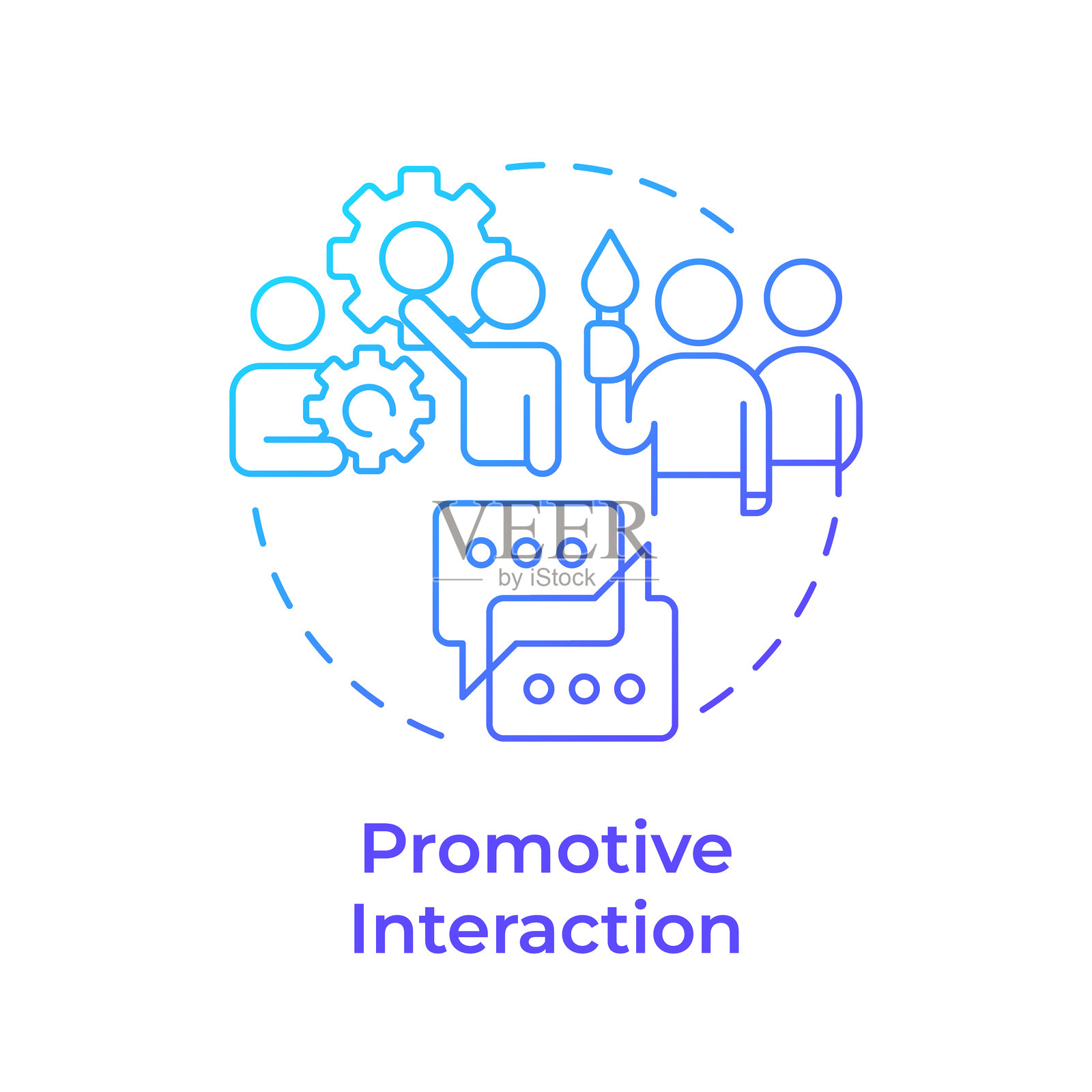 促进互动蓝色渐变概念图标插画图片素材