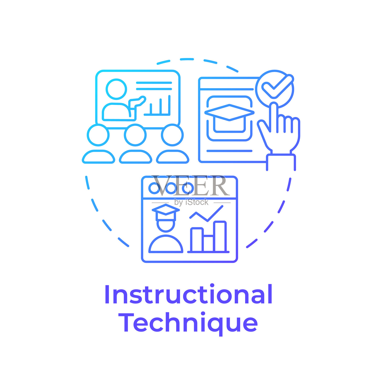 教学技巧蓝色渐变概念图标插画图片素材