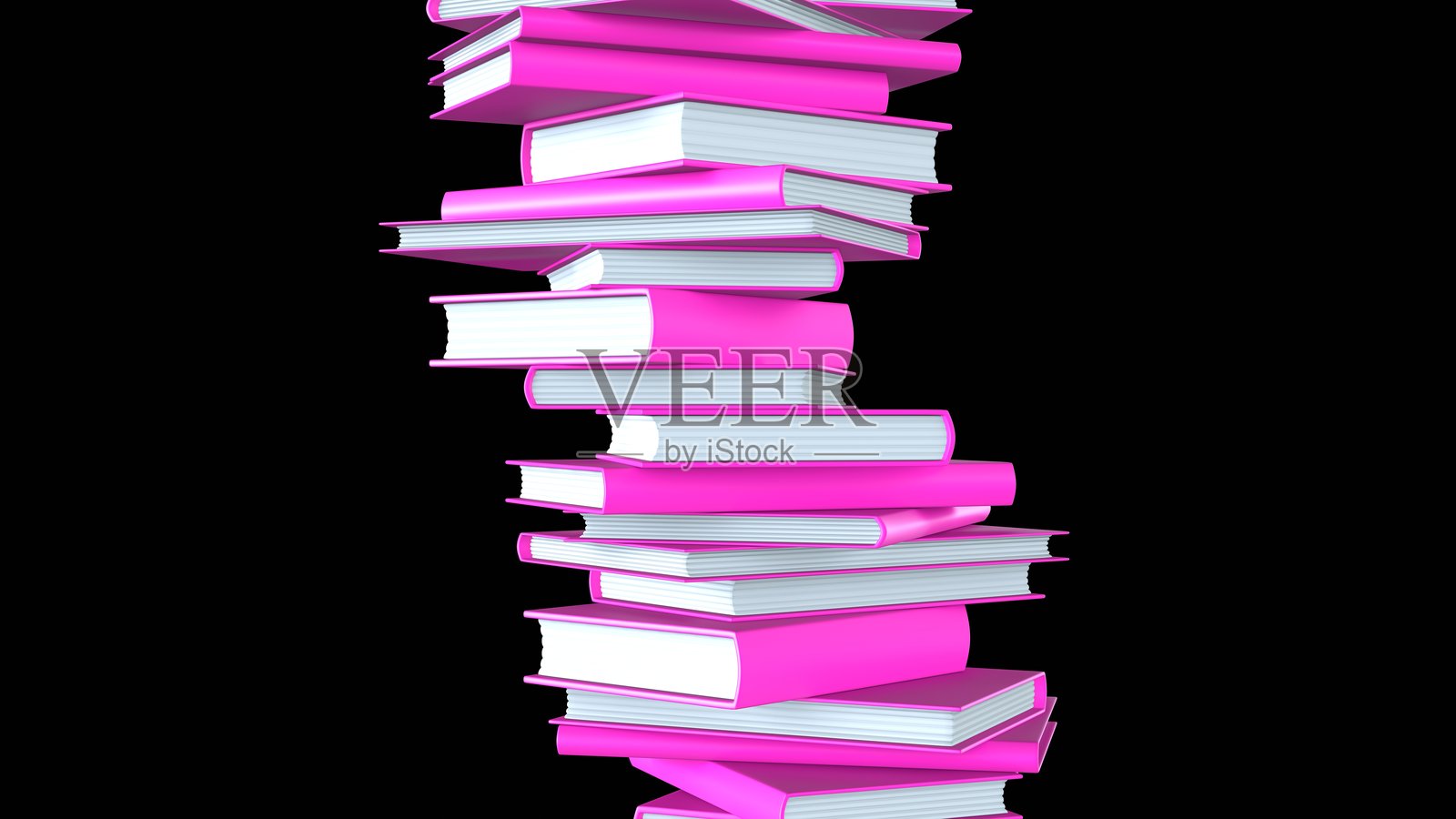 黑色背景上堆叠的粉色书籍。照片摄影图片