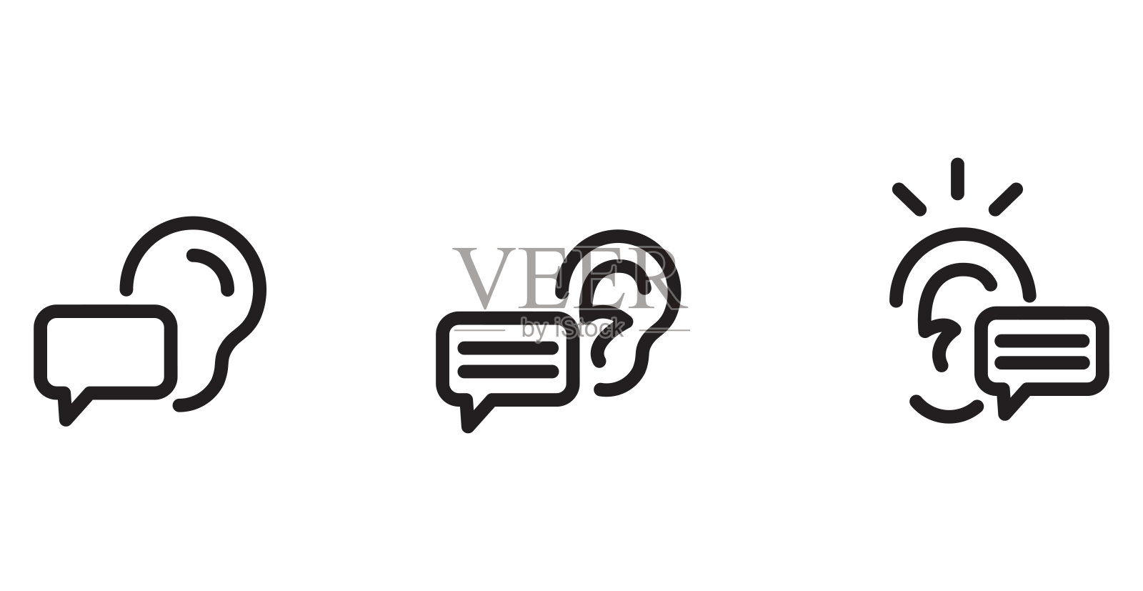 倾听技能图标，矢量插图插画图片素材