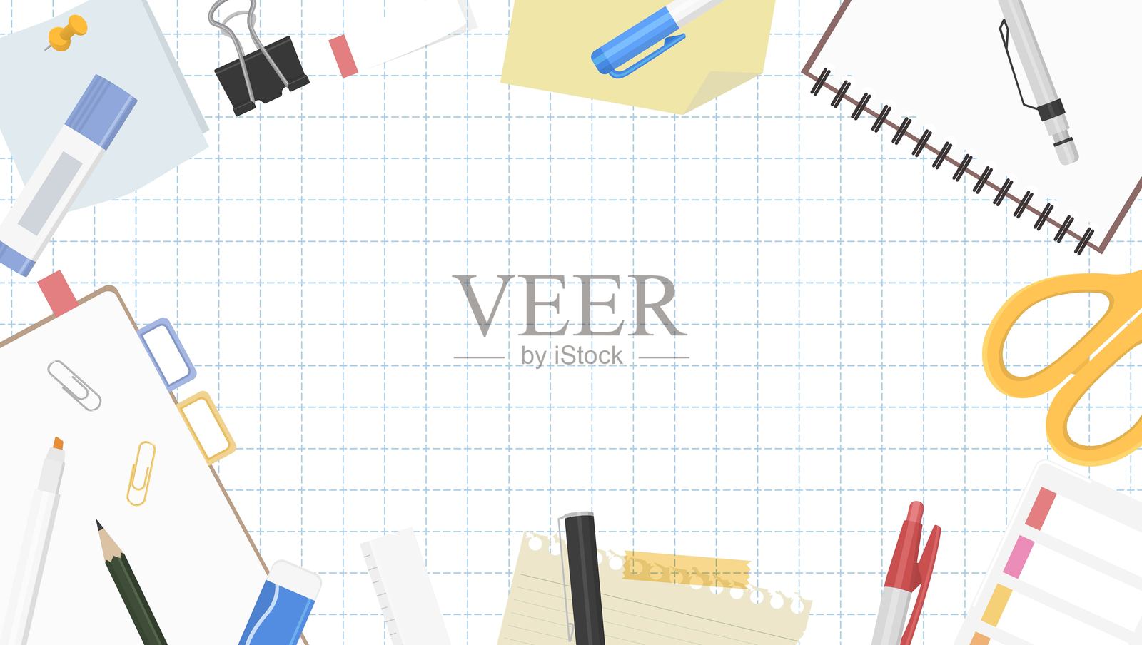 文具框架，背景素材，网格背景插画图片素材