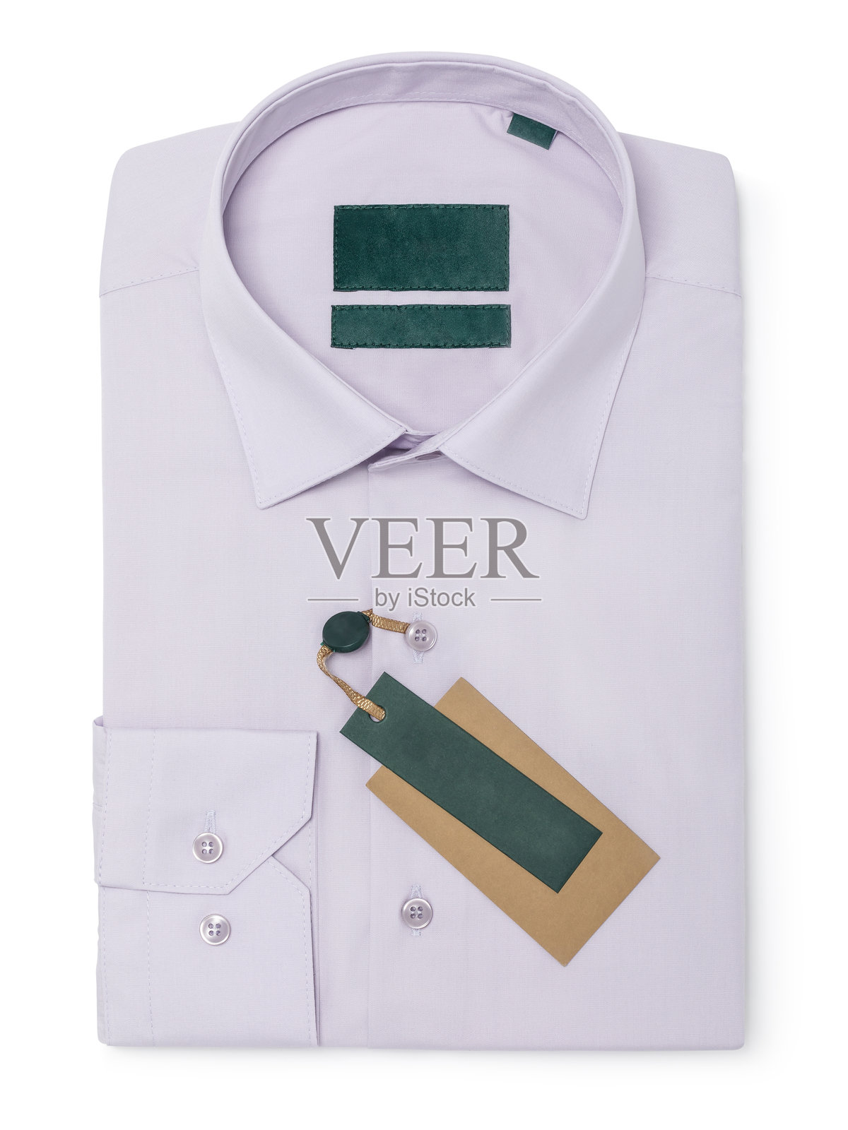 浅紫色长袖折叠衬衫，白色背景下的俯视图，设计师模板照片摄影图片