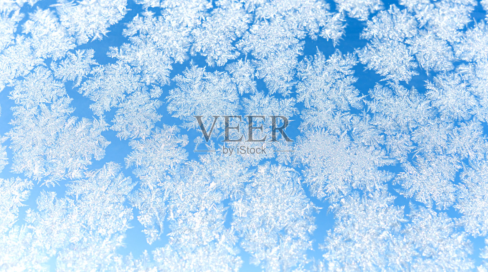 冬季霜冻图案在玻璃上。冰的图案。纹理。特写。选择性对焦。照片摄影图片