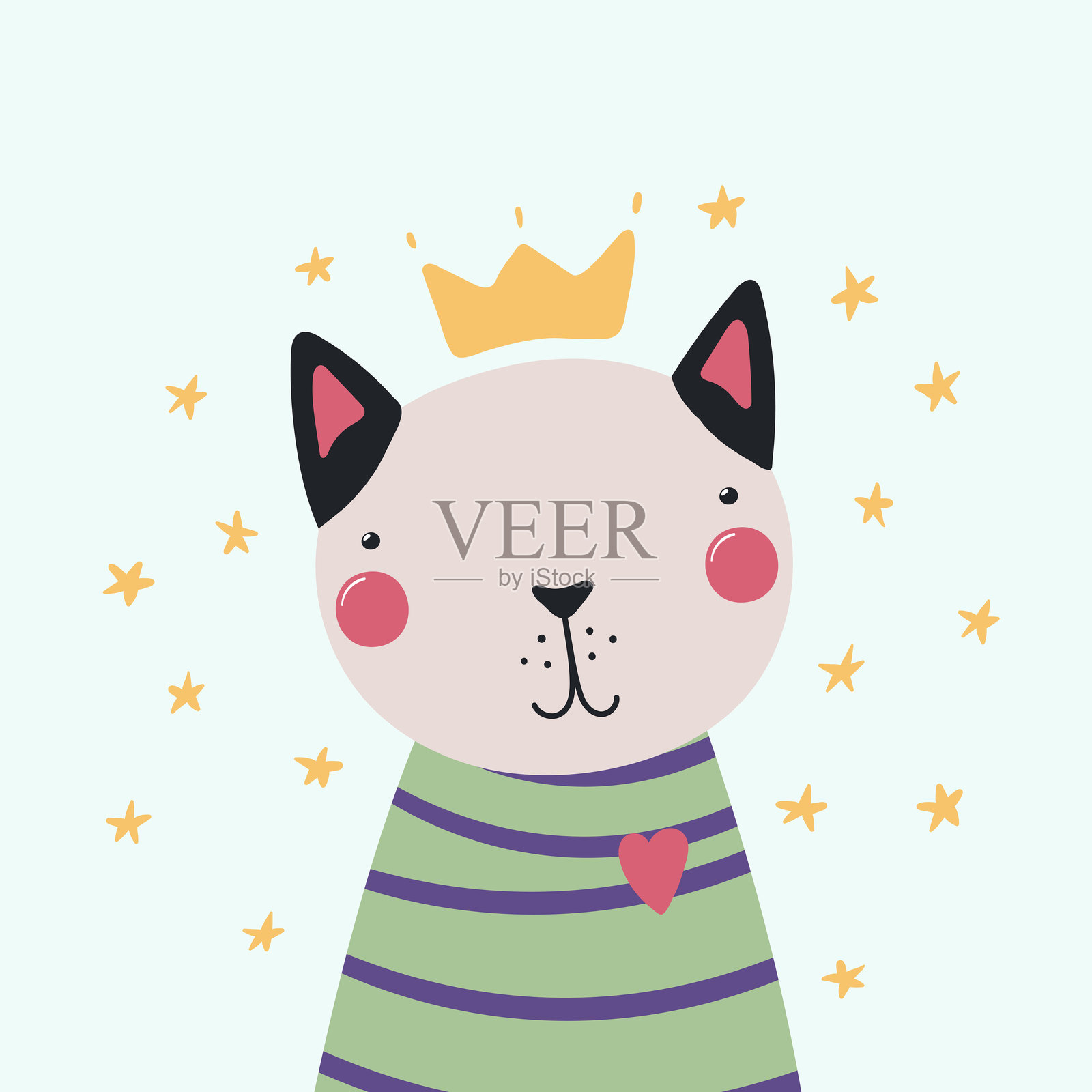 可爱的猫公主插画图片素材