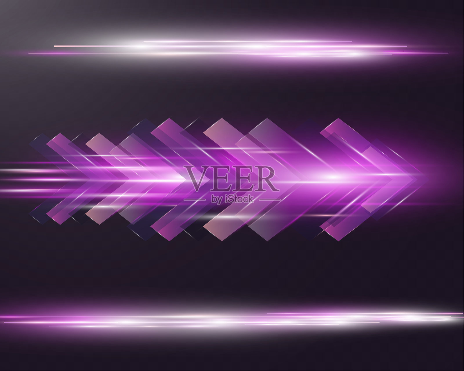 未来感的发光箭头，带有运动模糊效果。插画图片素材