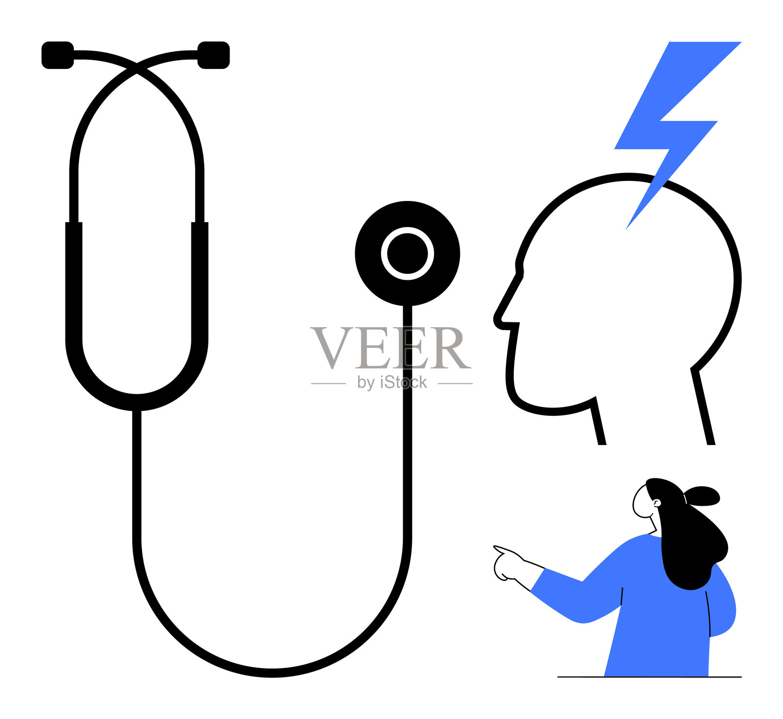 医疗咨询，专注于头痛缓解和在线服务插画图片素材