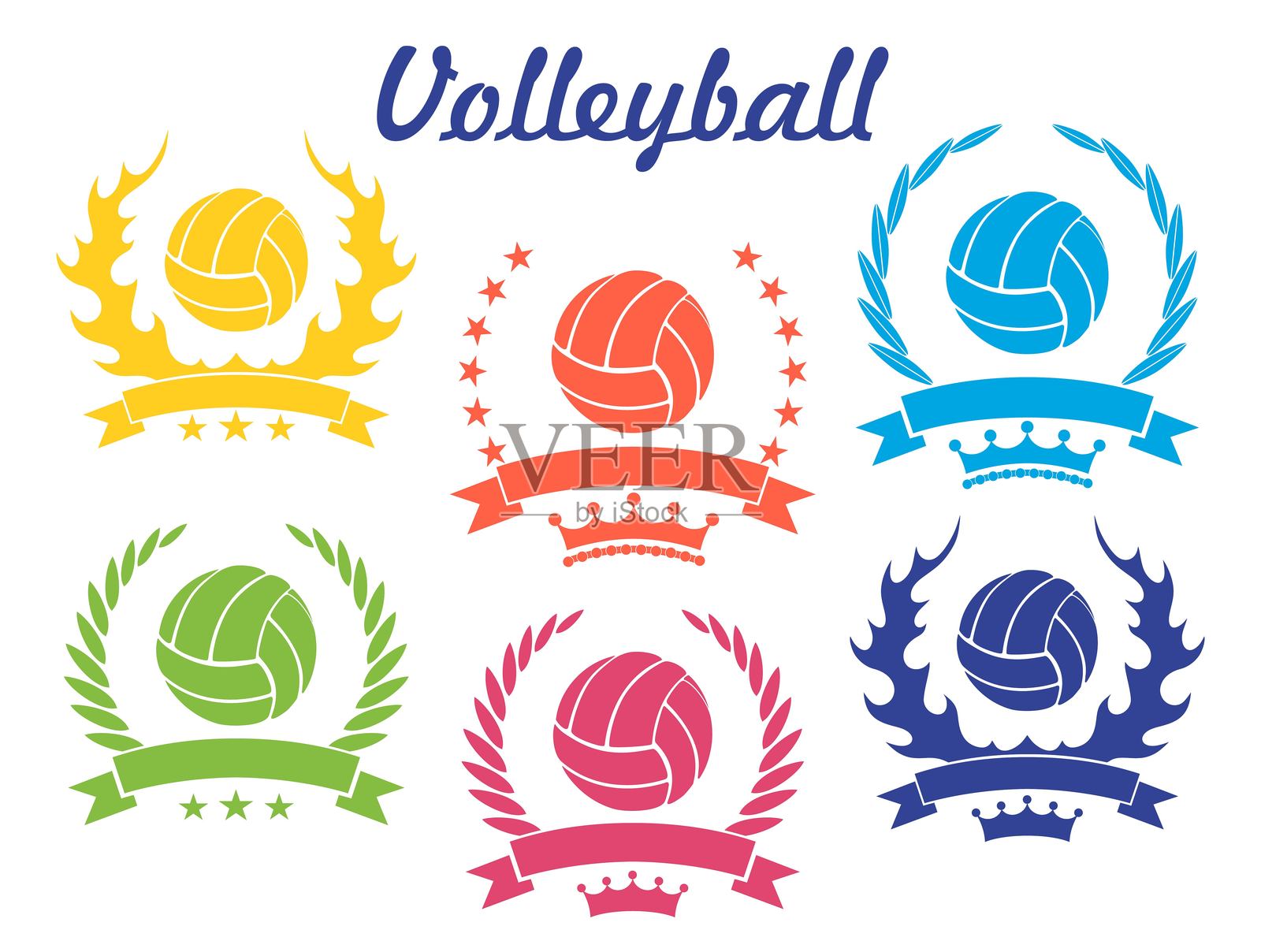 排球标志。白色背景上的孤立排球插画图片素材