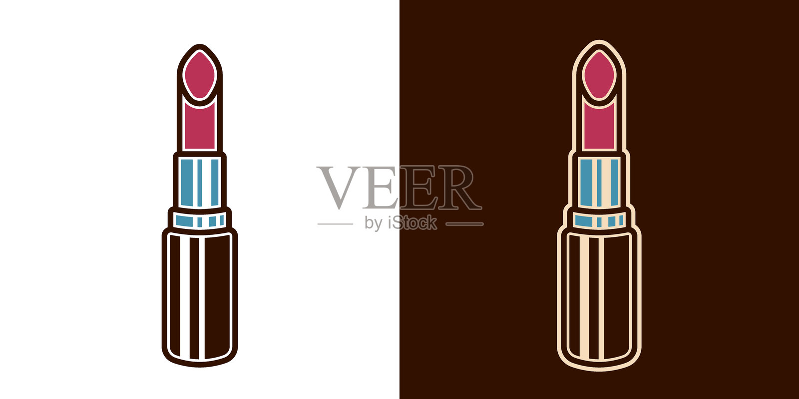 口红矢量插图，完美适用于美容、时尚和化妆品设计。极简、现代且时尚的化妆图标，适合品牌、印刷和数字使用。插画图片素材