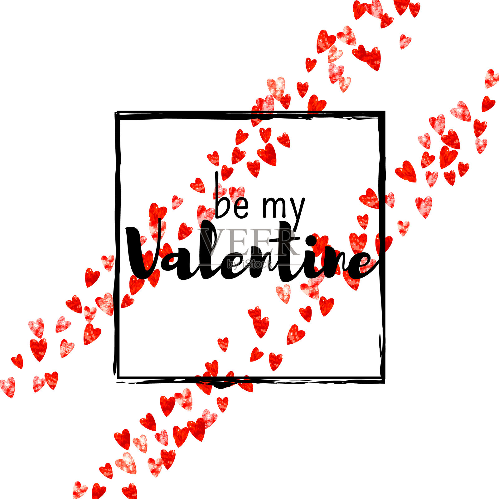 情人节促销矢量图。女性手绘边框。节日框架。玫瑰艺术飞溅。生日浪漫背景。粉色特别设计。红色的情人节促销矢量图。插画图片素材