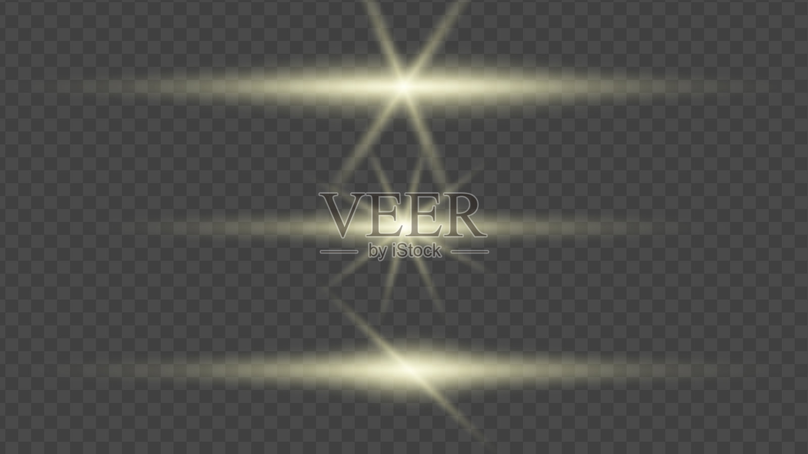 黄色阳光或光晕效果集，带透明背景插画图片素材