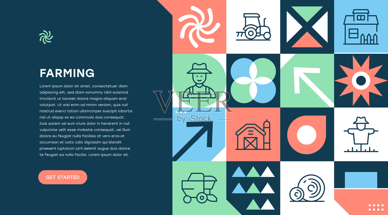 农业网页横幅几何设计插画图片素材