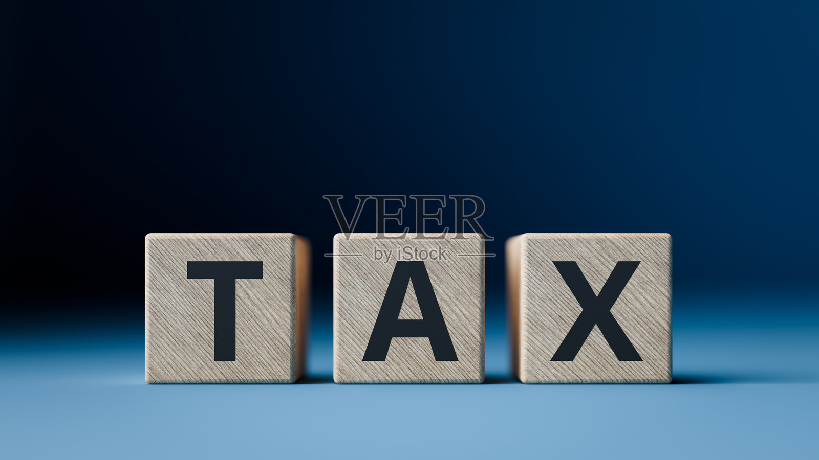 带有“TAX”字样的木制立方体概念。3D渲染。照片摄影图片