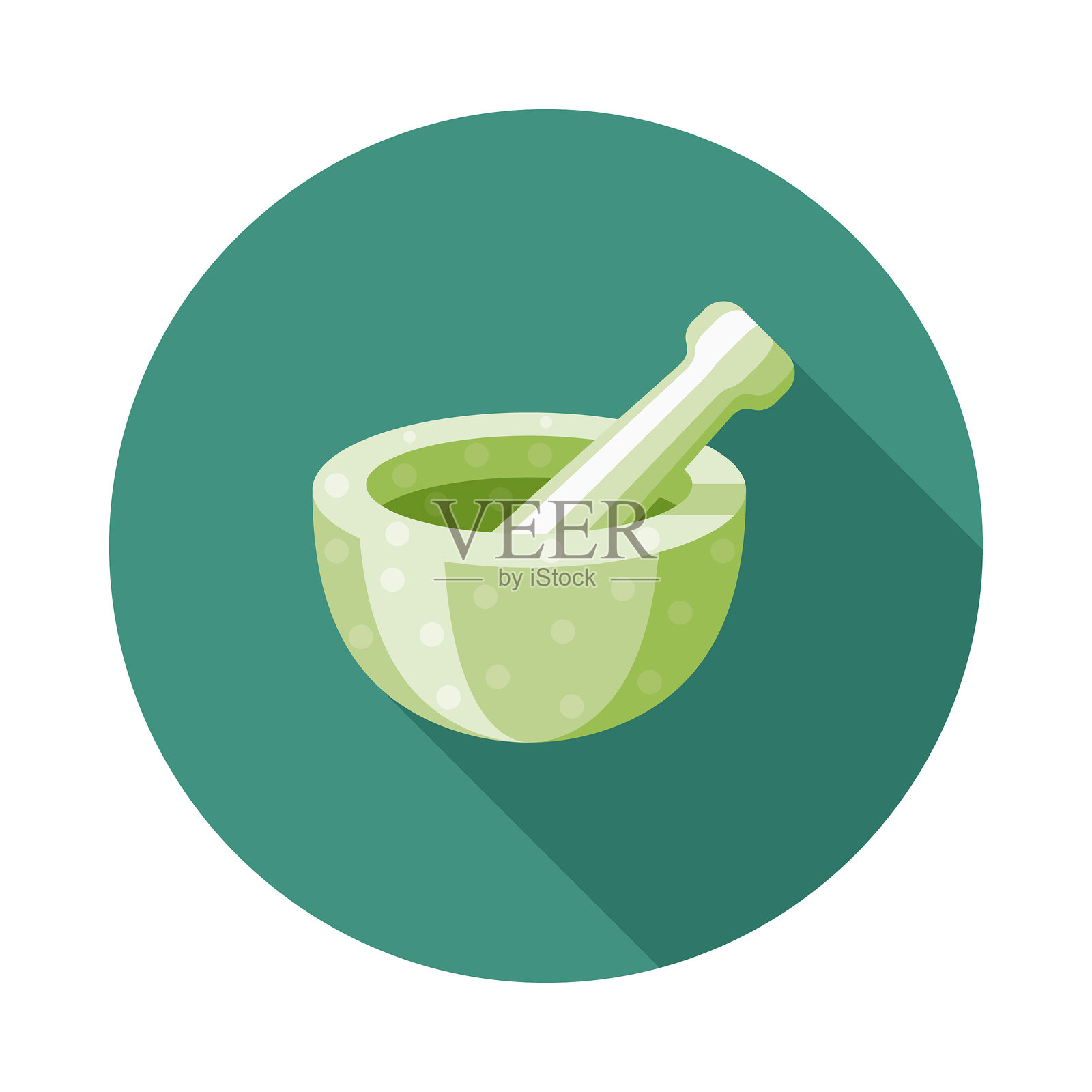 研钵和杵平设计自然疗法图标与侧影设计元素图片