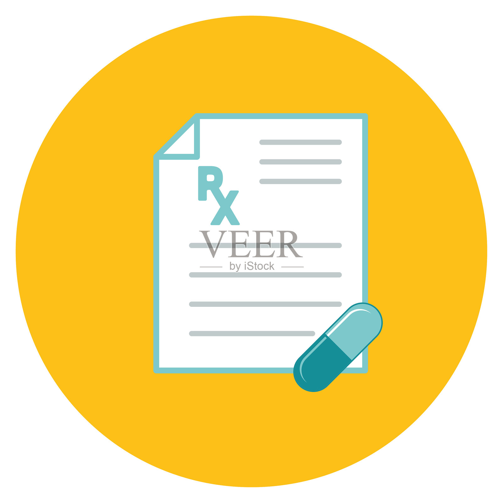 圆形背景上的平坦设计风格的医疗保健图标插画图片素材