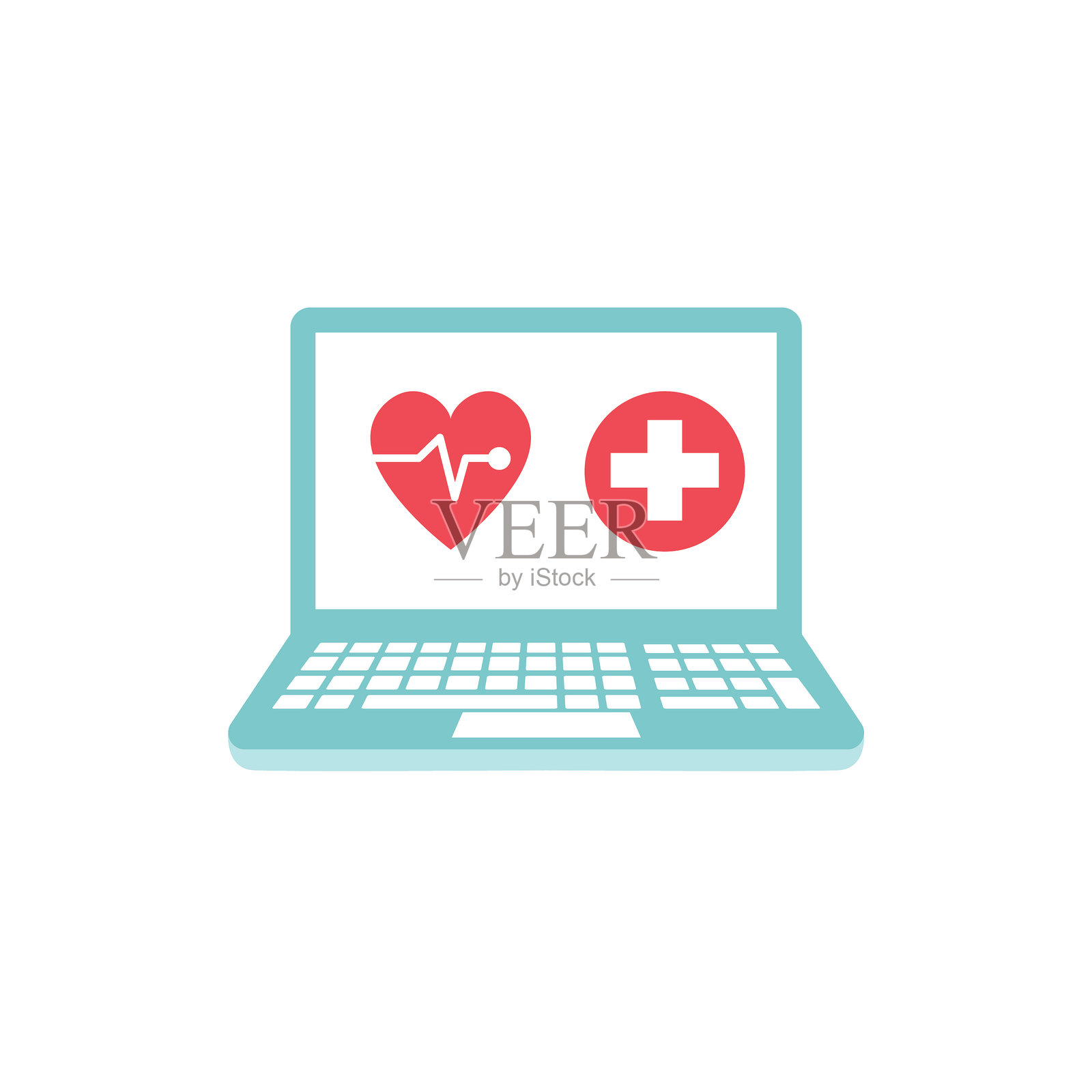 圆形背景上的平坦设计风格的医疗保健图标插画图片素材