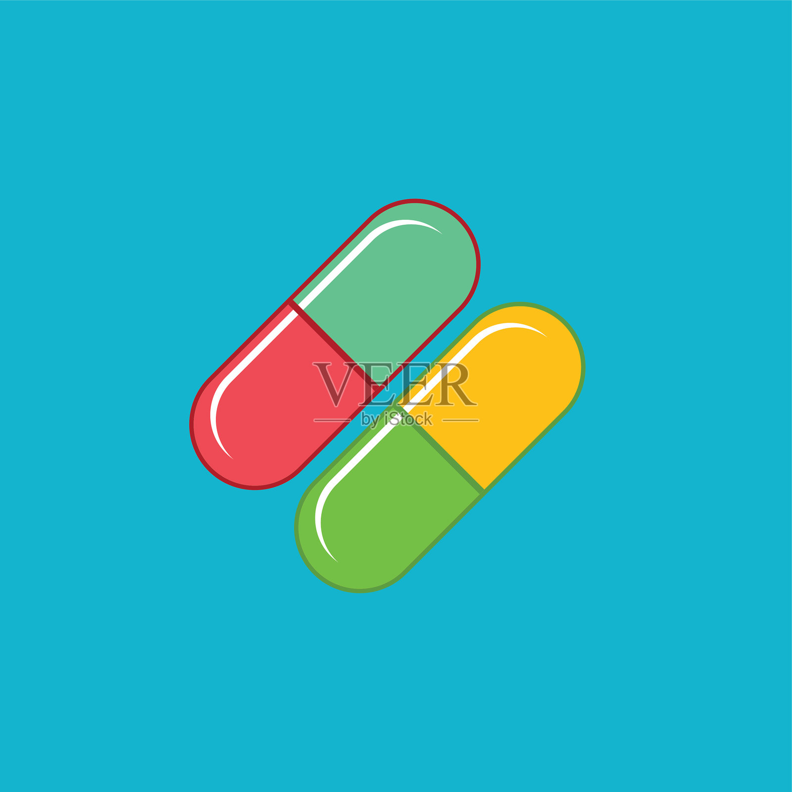 医疗保健图标在平面设计风格插画图片素材