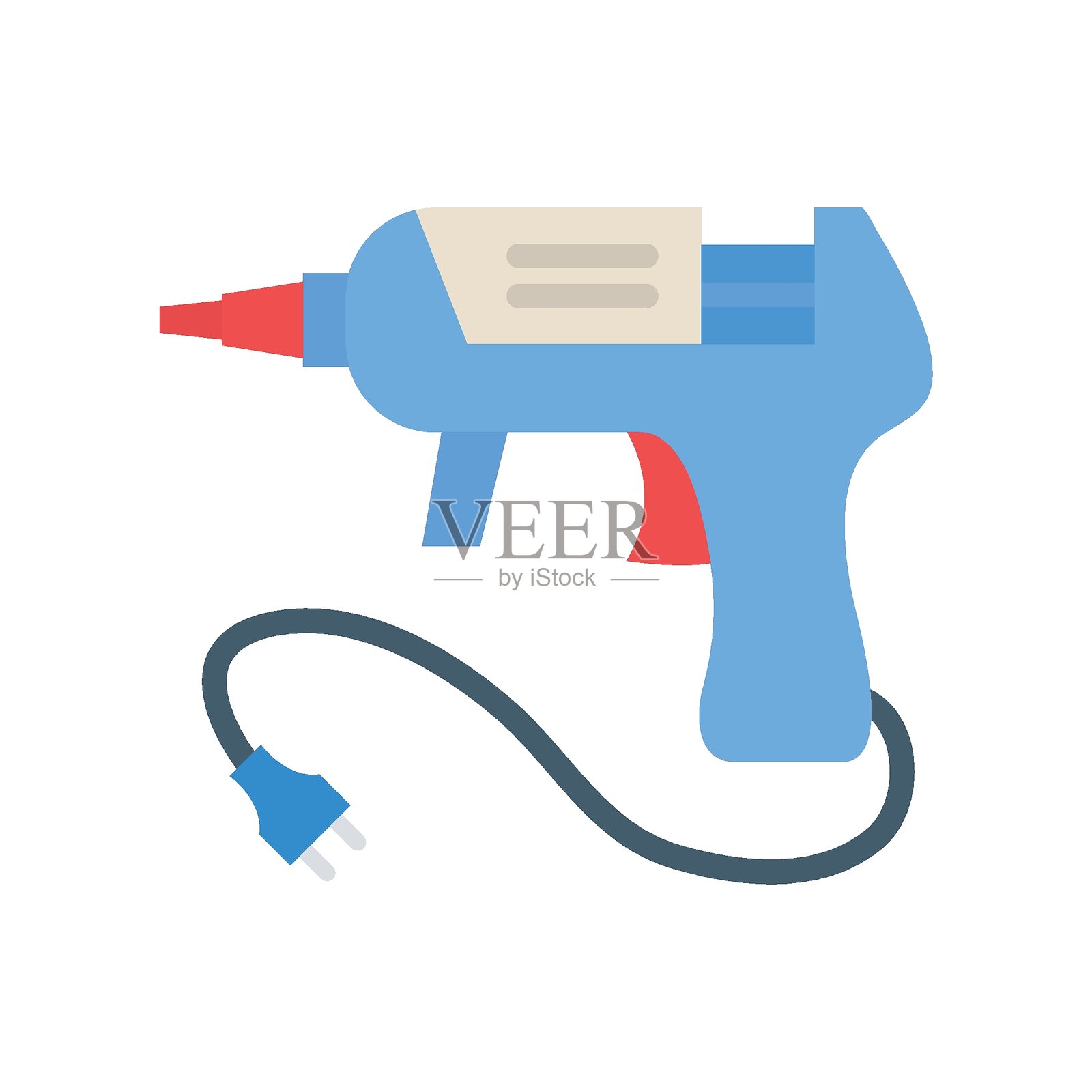 热熔胶枪、胶水、工具，完全可编辑的矢量图标插画图片素材