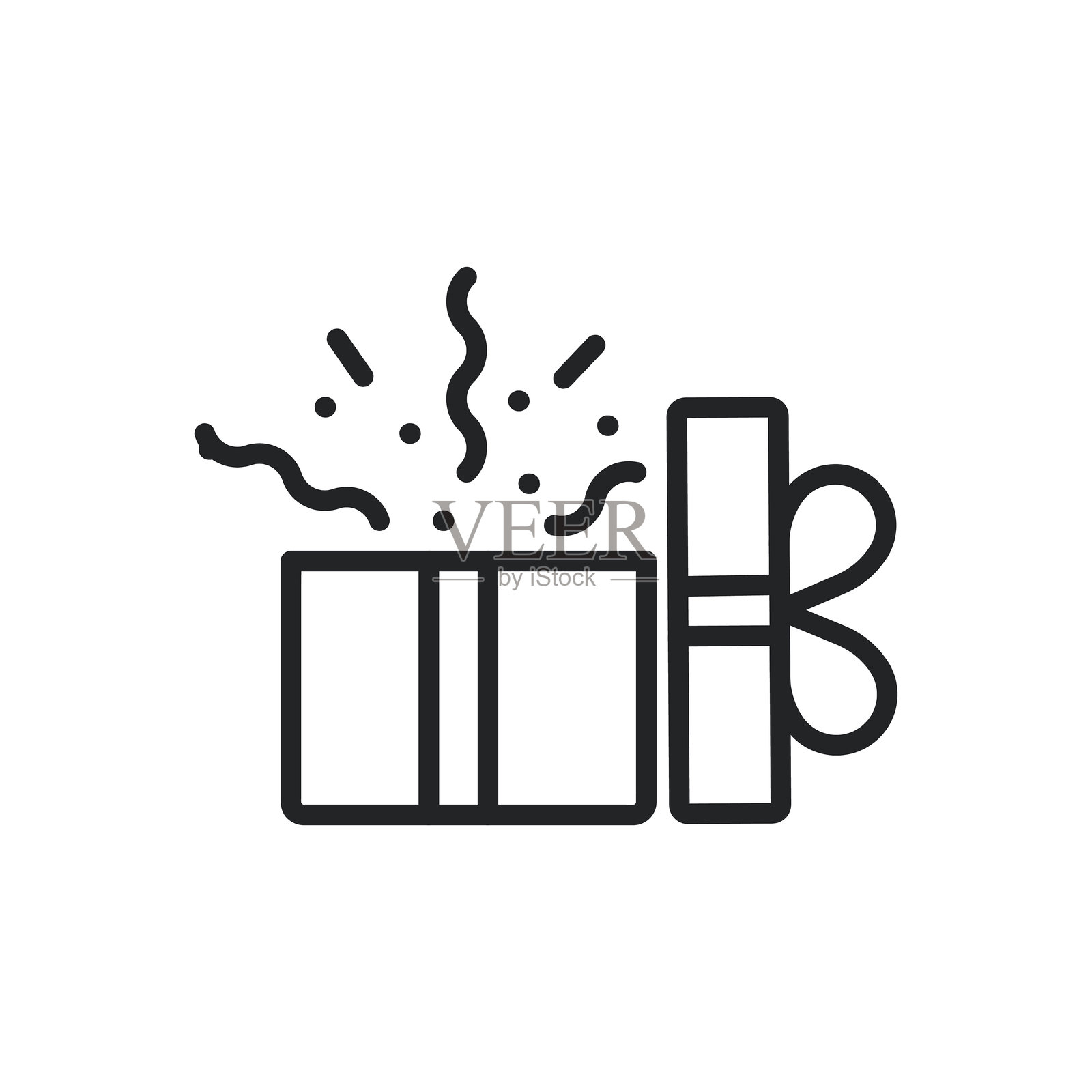 礼物、惊喜、礼品的细线图标。可编辑的线条和透明背景上的完美像素。插画图片素材