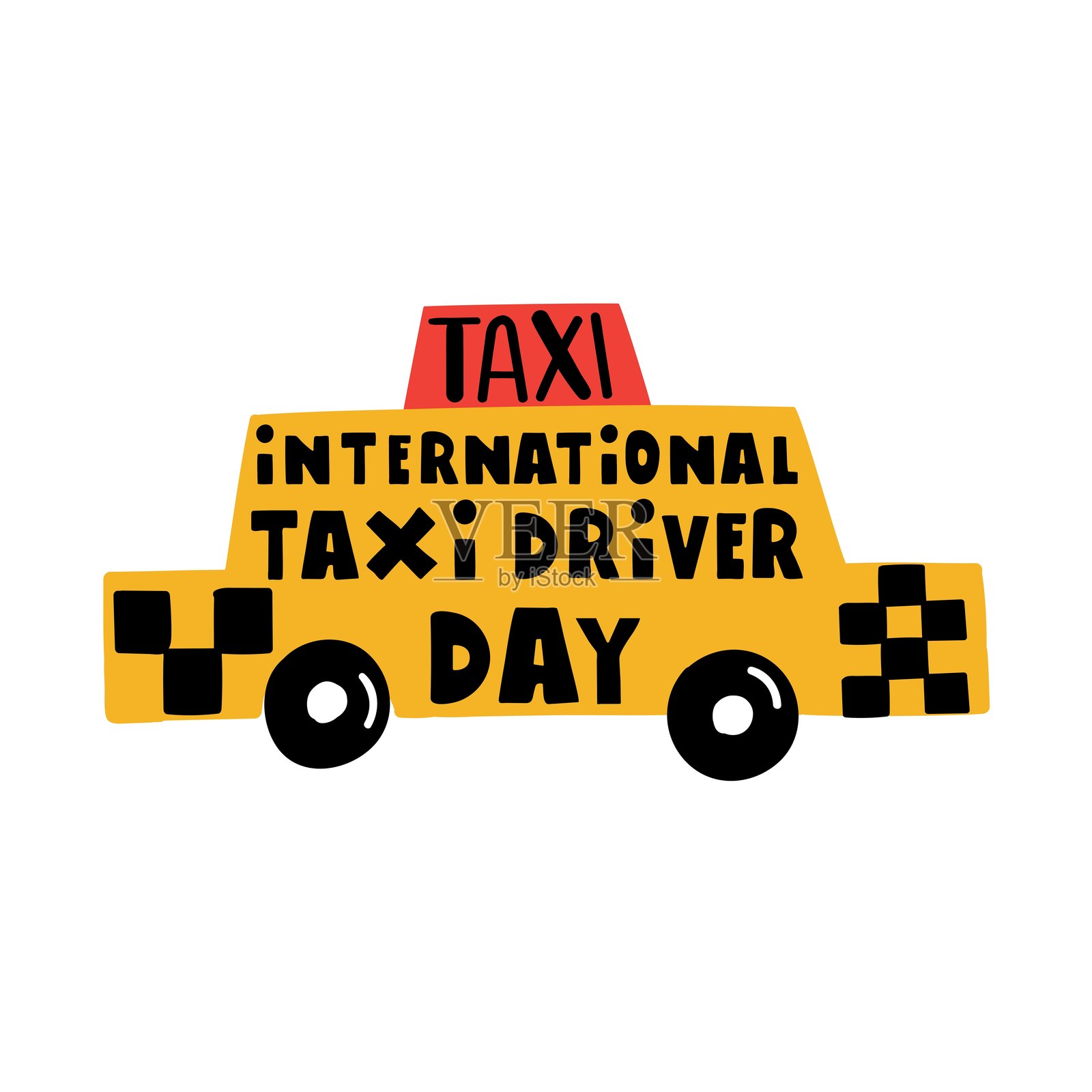 国际出租车司机日。黄色出租车。插画图片素材