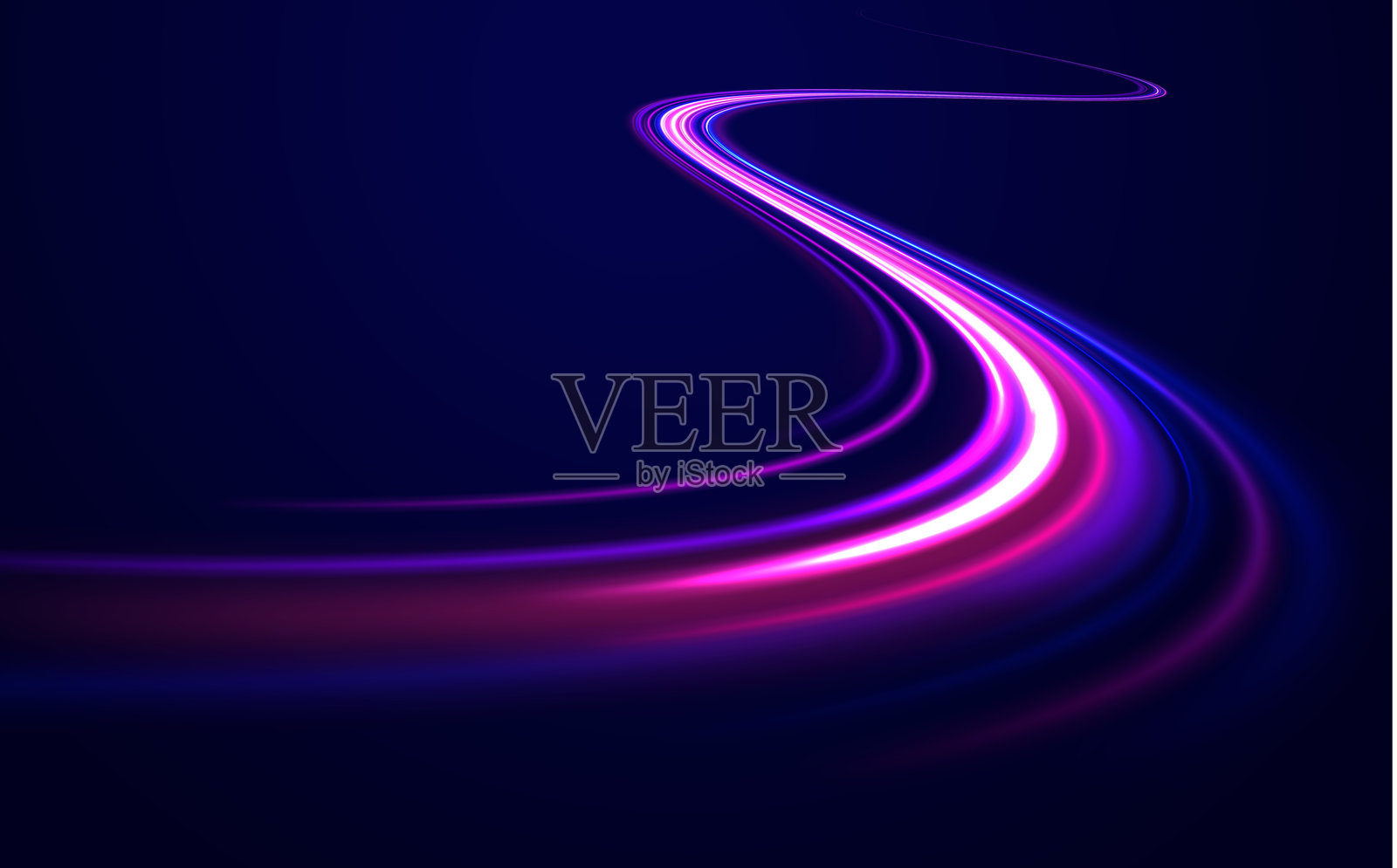 霓虹光线矢量抽象背景。未来科技风格。带有速度线的抽象背景。矢量插图。未来感。道路的光线是蓝色的。插画图片素材