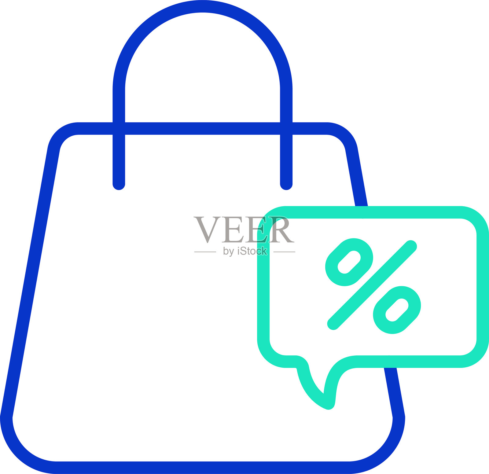 双色购物袋轮廓矢量插图图标设计插画图片素材