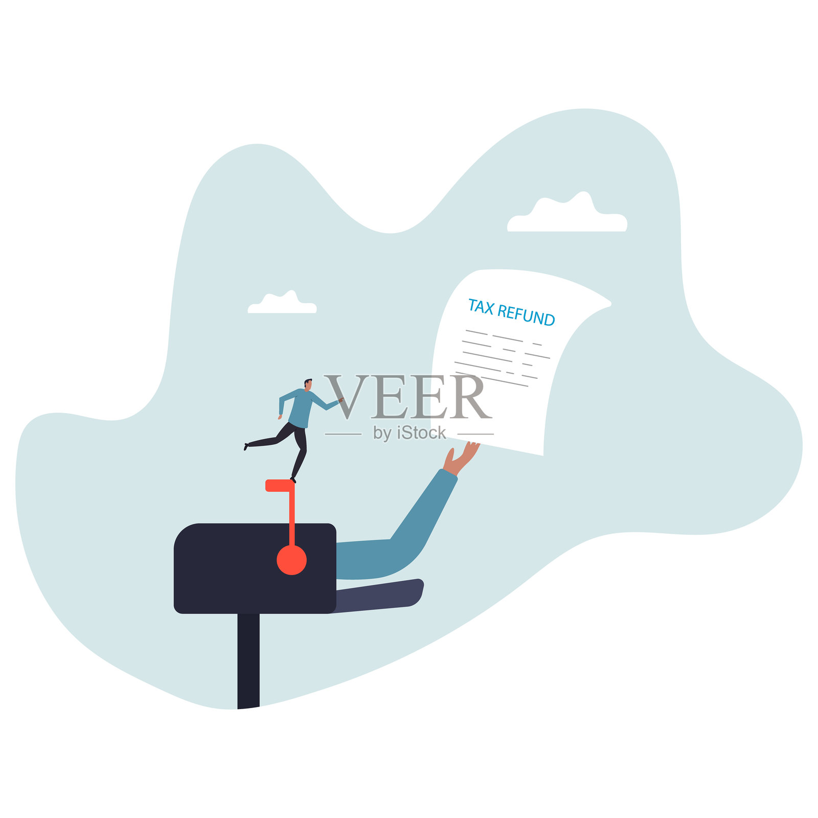 税收退款或抵免信用。商业概念。扁平化角色。插画图片素材