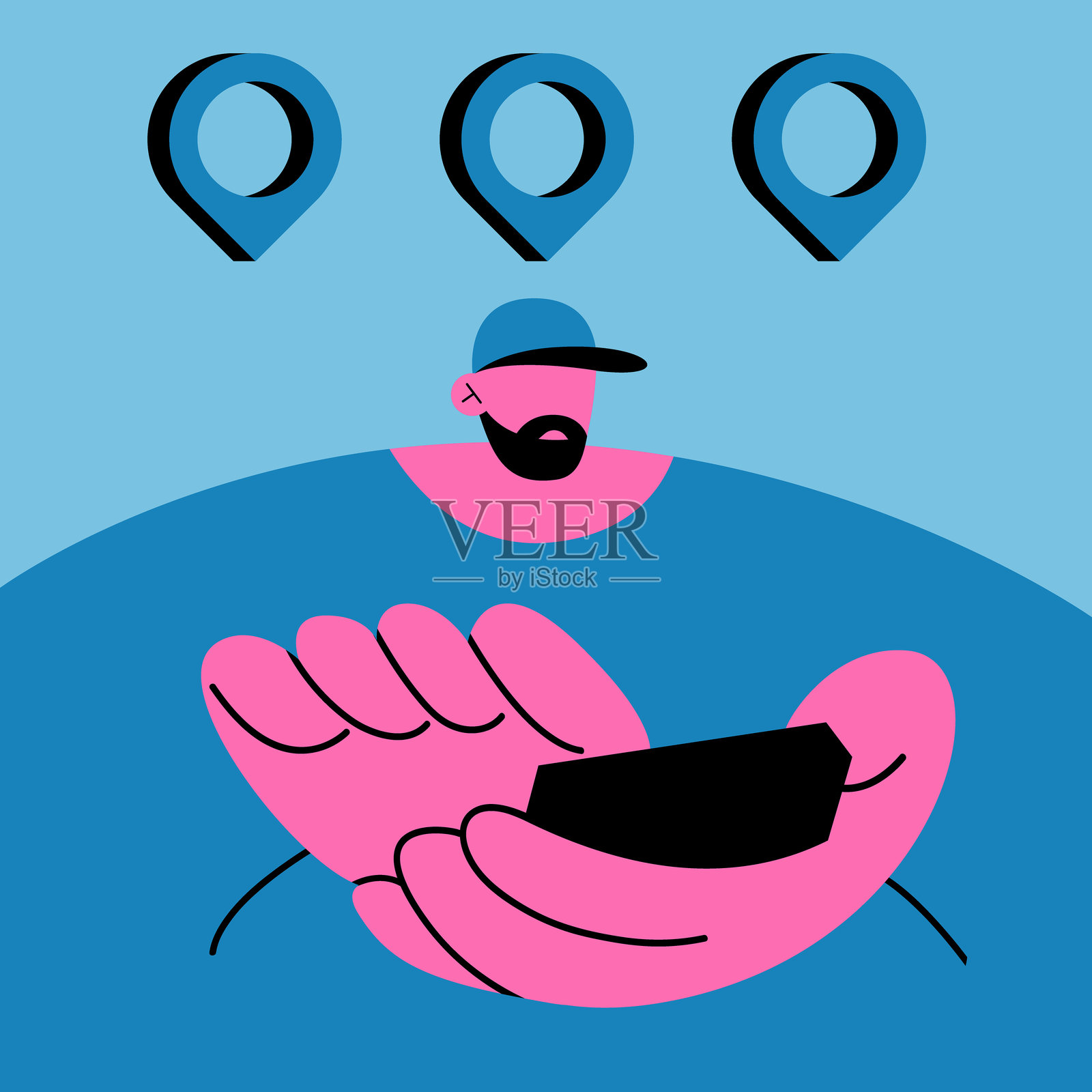 自由职业者的工作与旅行插画图片素材