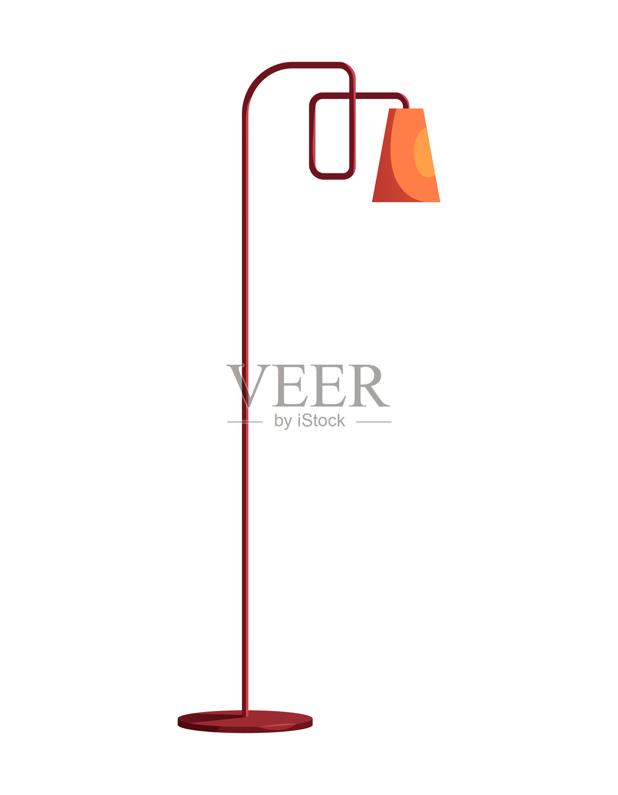 孤立的装饰性落地灯。室内设计元素。可爱的卡通风格矢量插图。插画图片素材