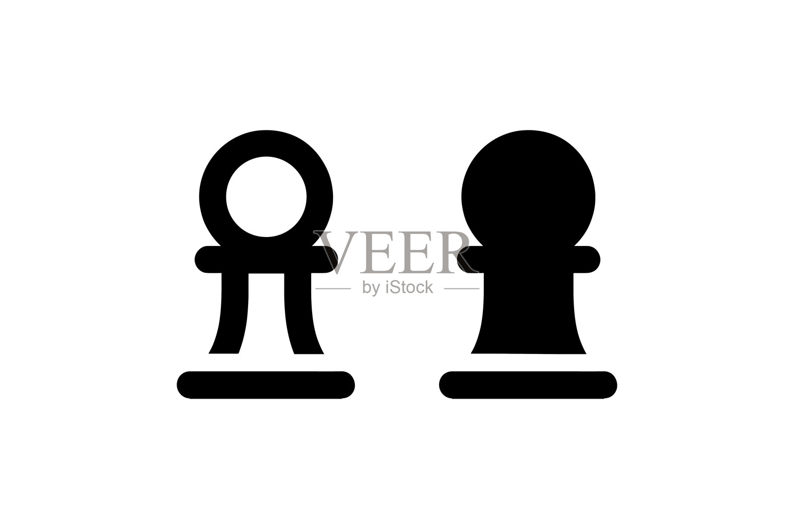 黑色棋子图标，带轮廓的矢量图插画图片素材