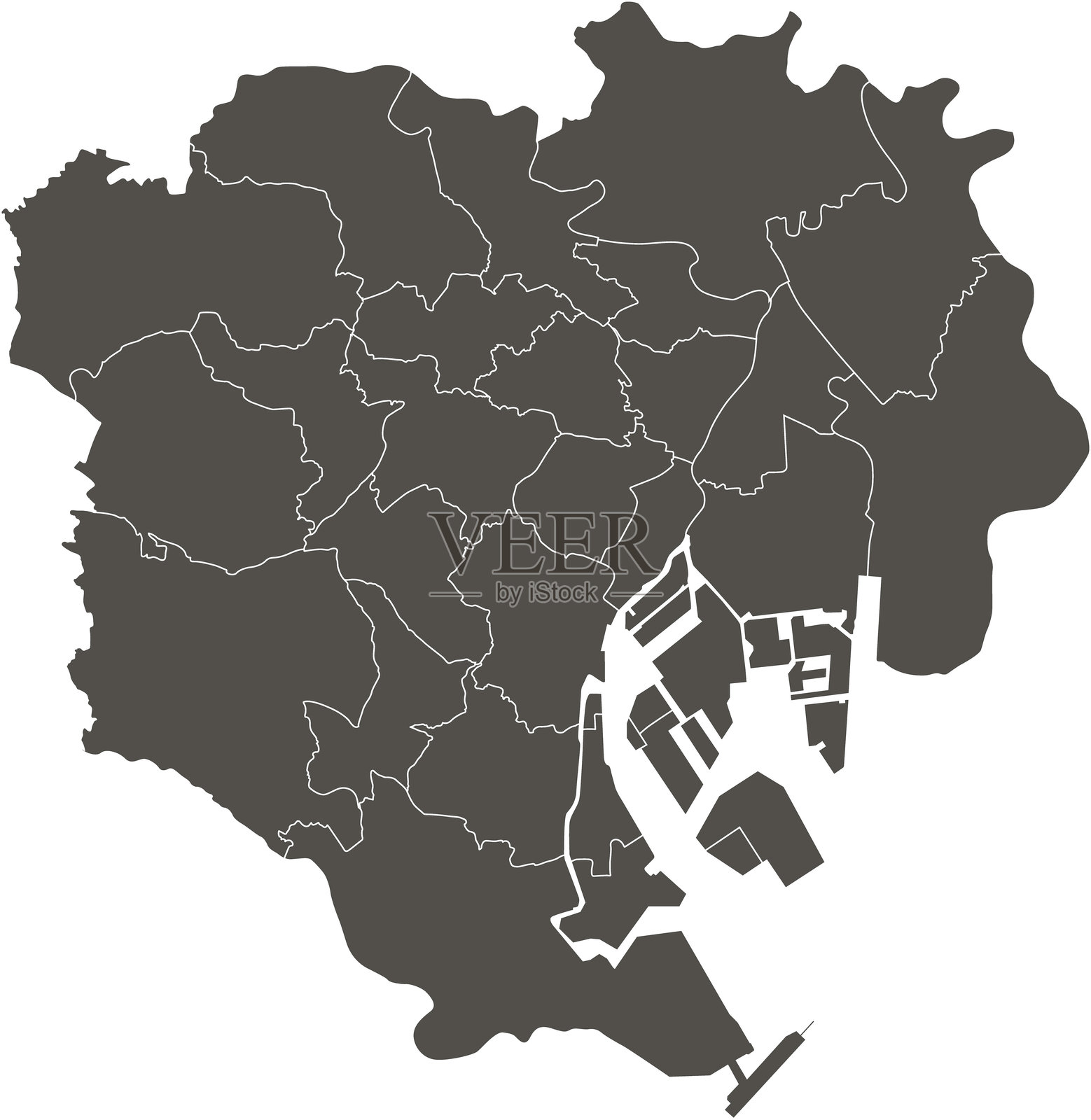 日本东京23区矢量地图插画图片素材