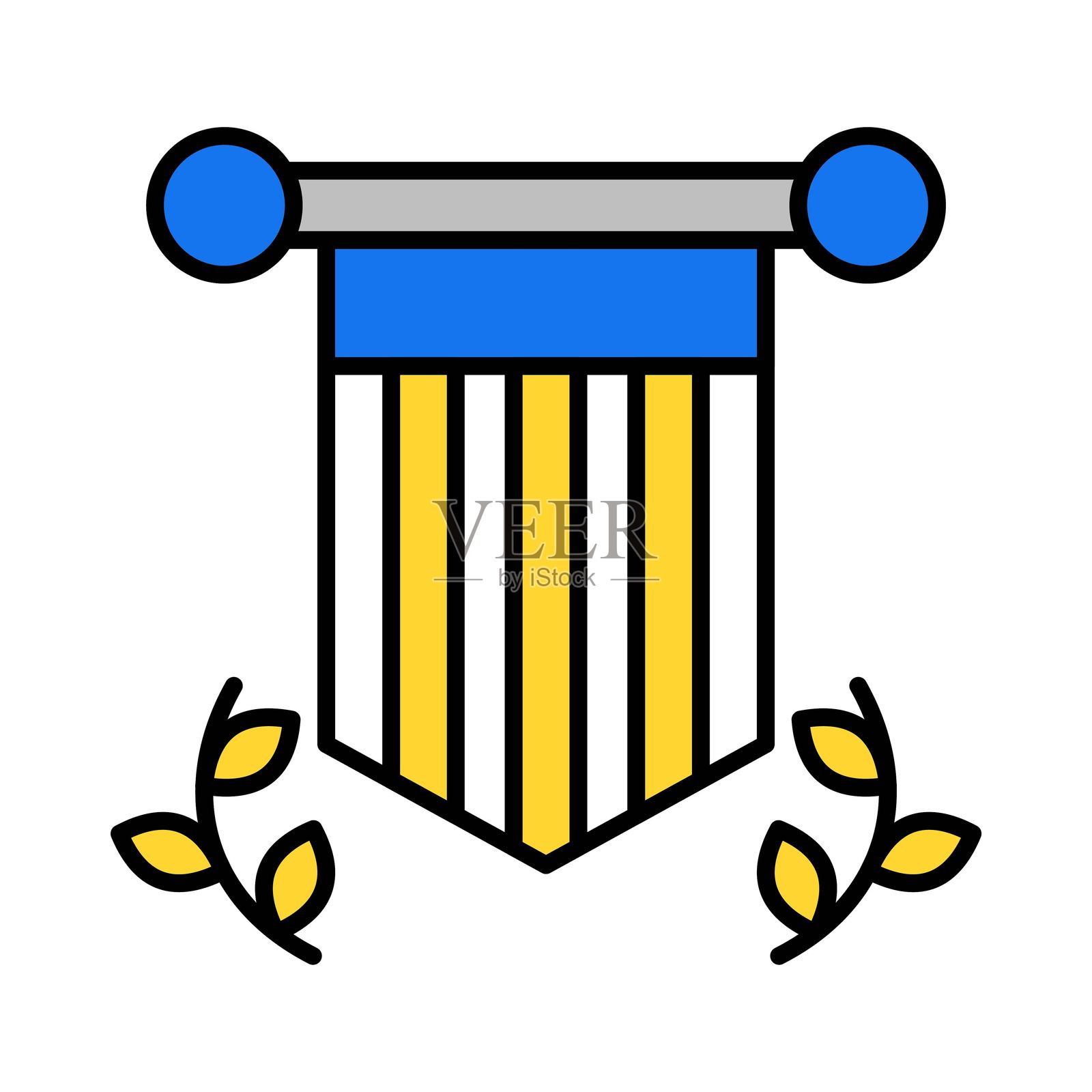 横幅矢量填充轮廓图标。EPS 10 文件插画图片素材