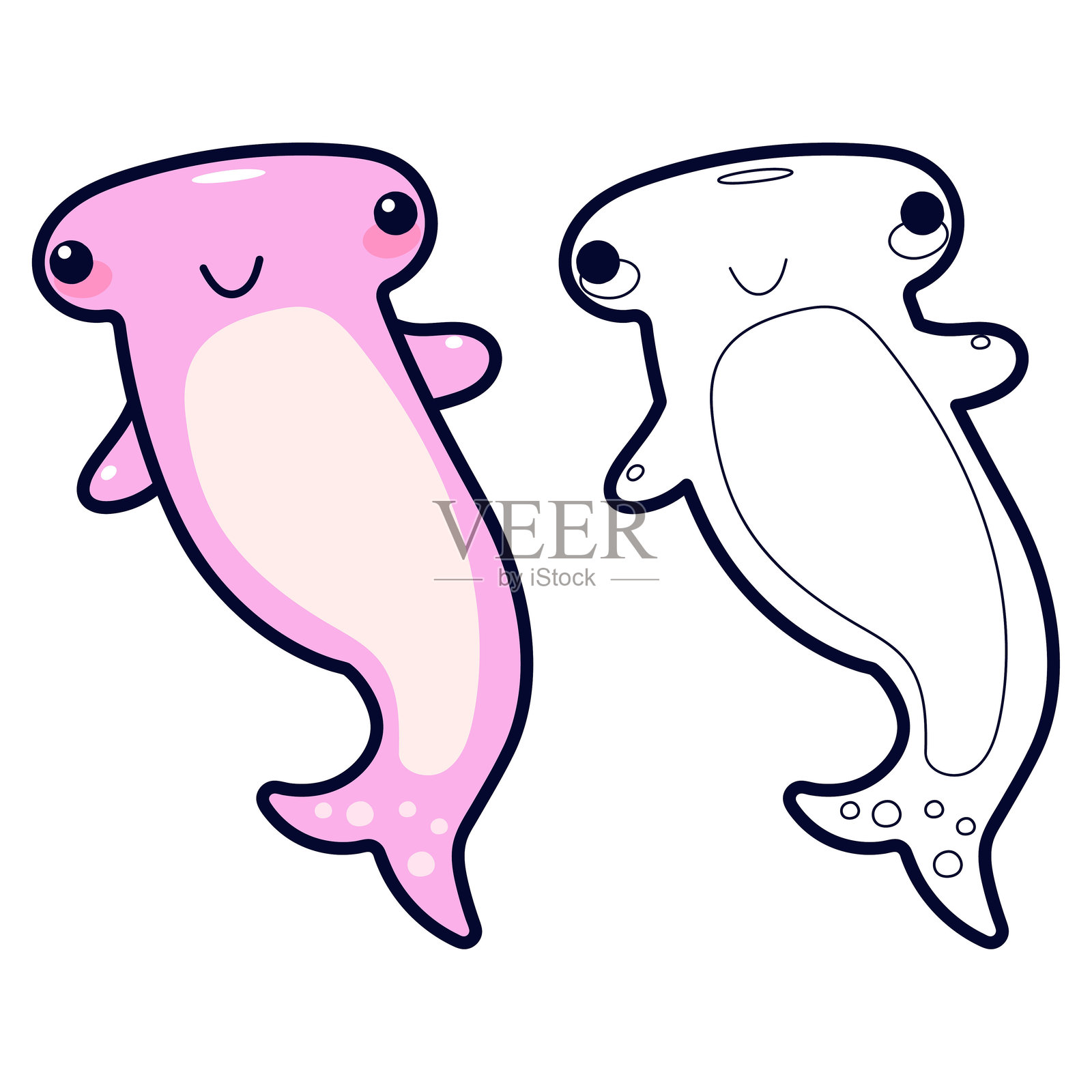 海洋生物的涂色页。手绘海洋动物。插画图片素材