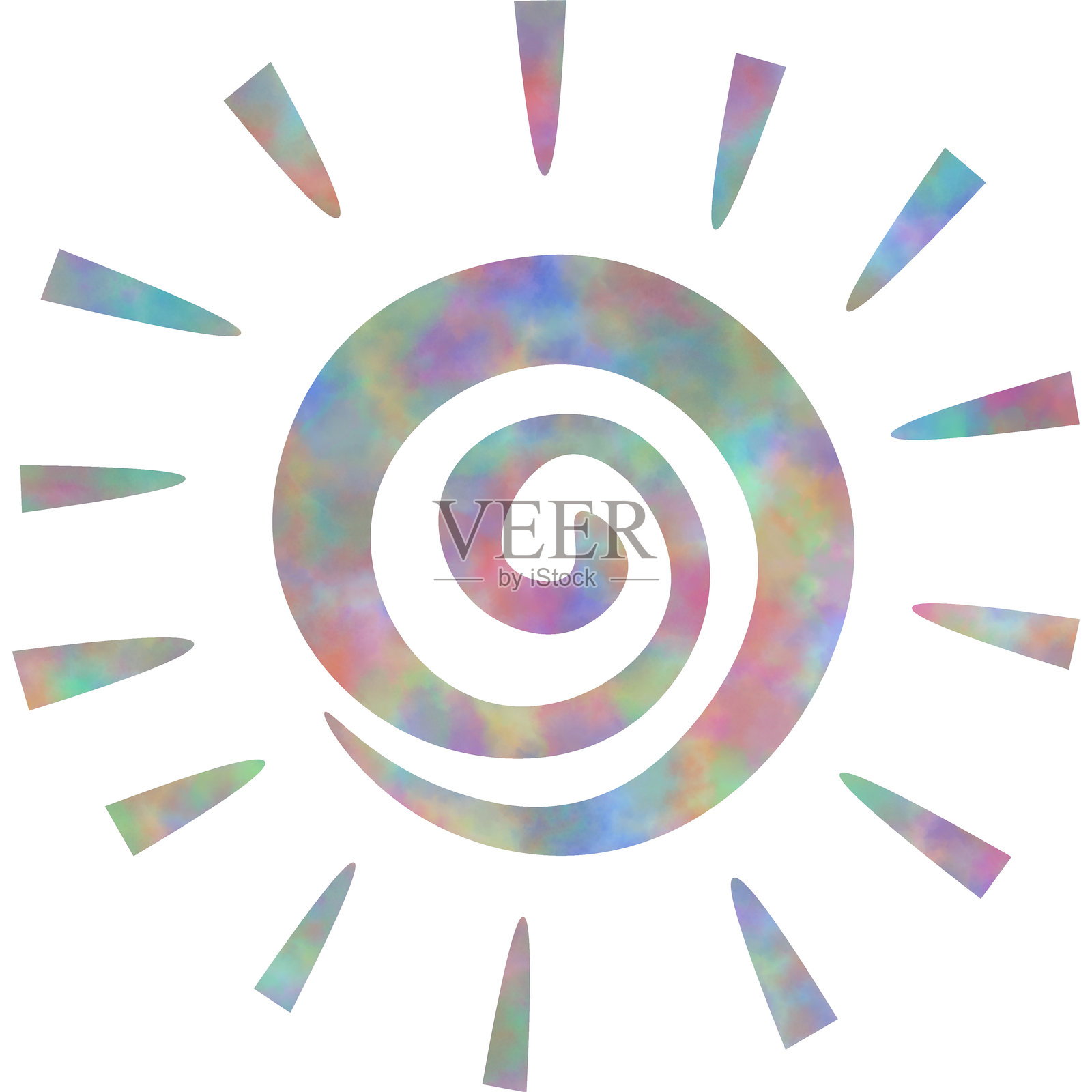 带有美丽水彩图案的太阳图标剪贴画。插画图片素材