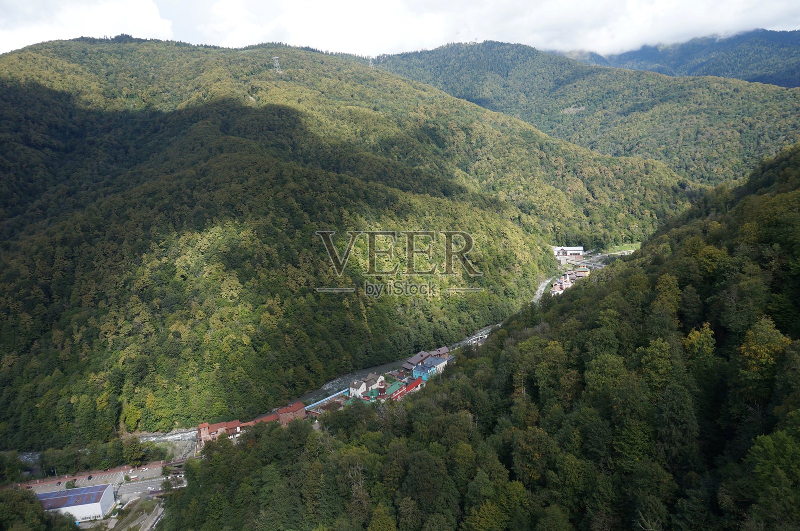 克拉斯纳亚波利亚纳的景观。索契地区。俯瞰视角。照片摄影图片