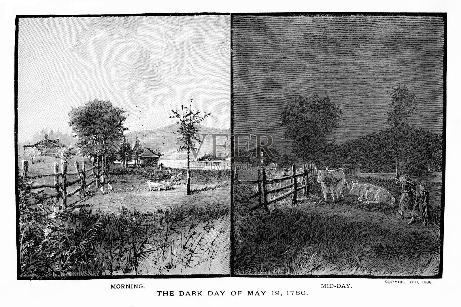 1780年5月19日的日食，历史与天体物理学插画图片素材