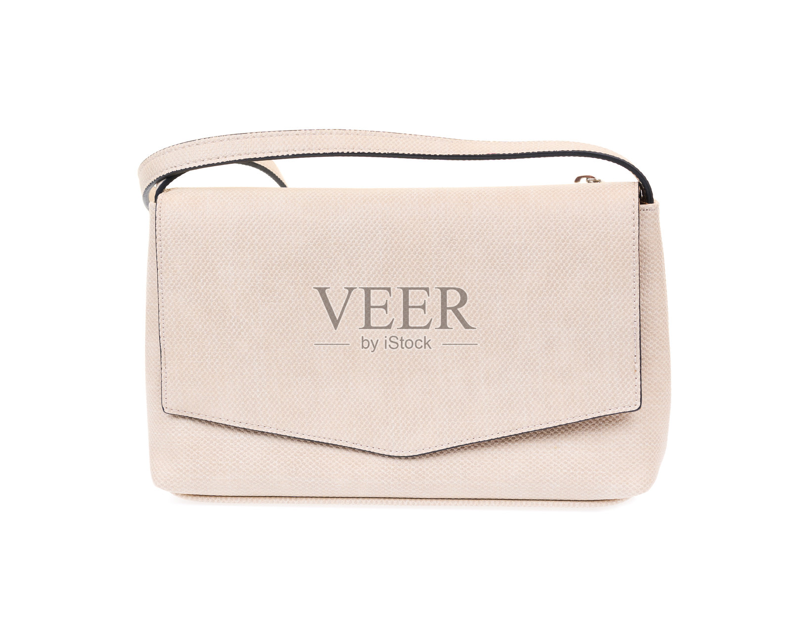 奶油色女性手袋，孤立在白色背景上照片摄影图片