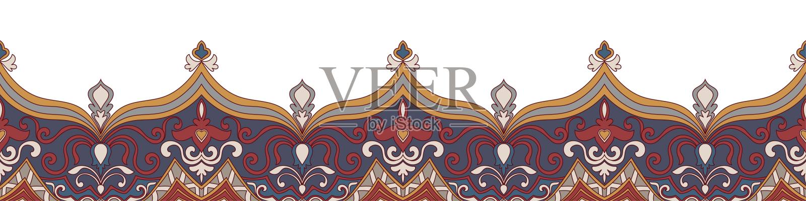 无缝边框图案，泰式图案地毯边框面料边框插画图片素材