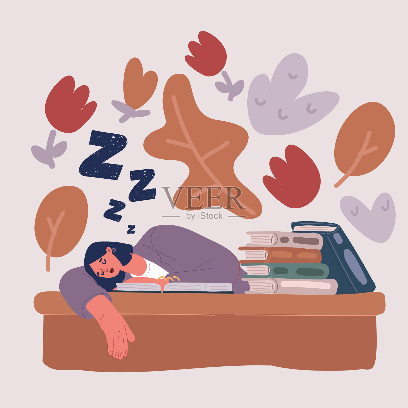 通知的矢量插图。学生在桌面上滑动或将其放在桌子上的特写。插画图片素材