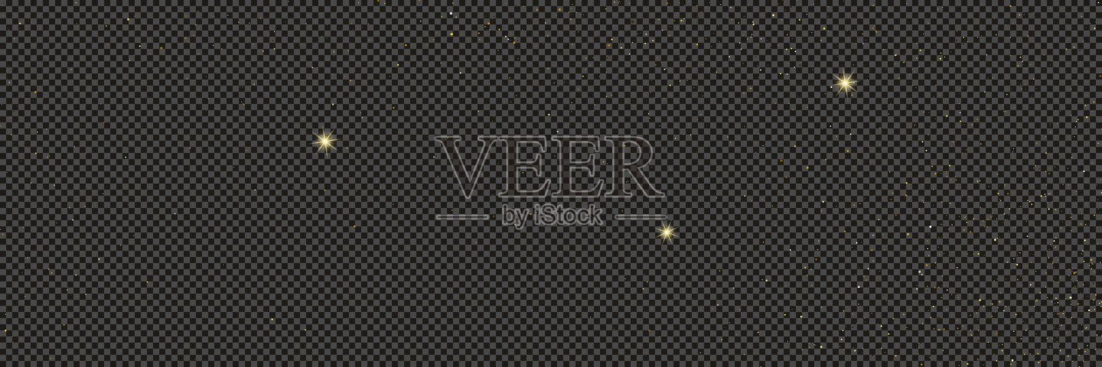 金色闪光尘埃与星星在透明背景上插画图片素材