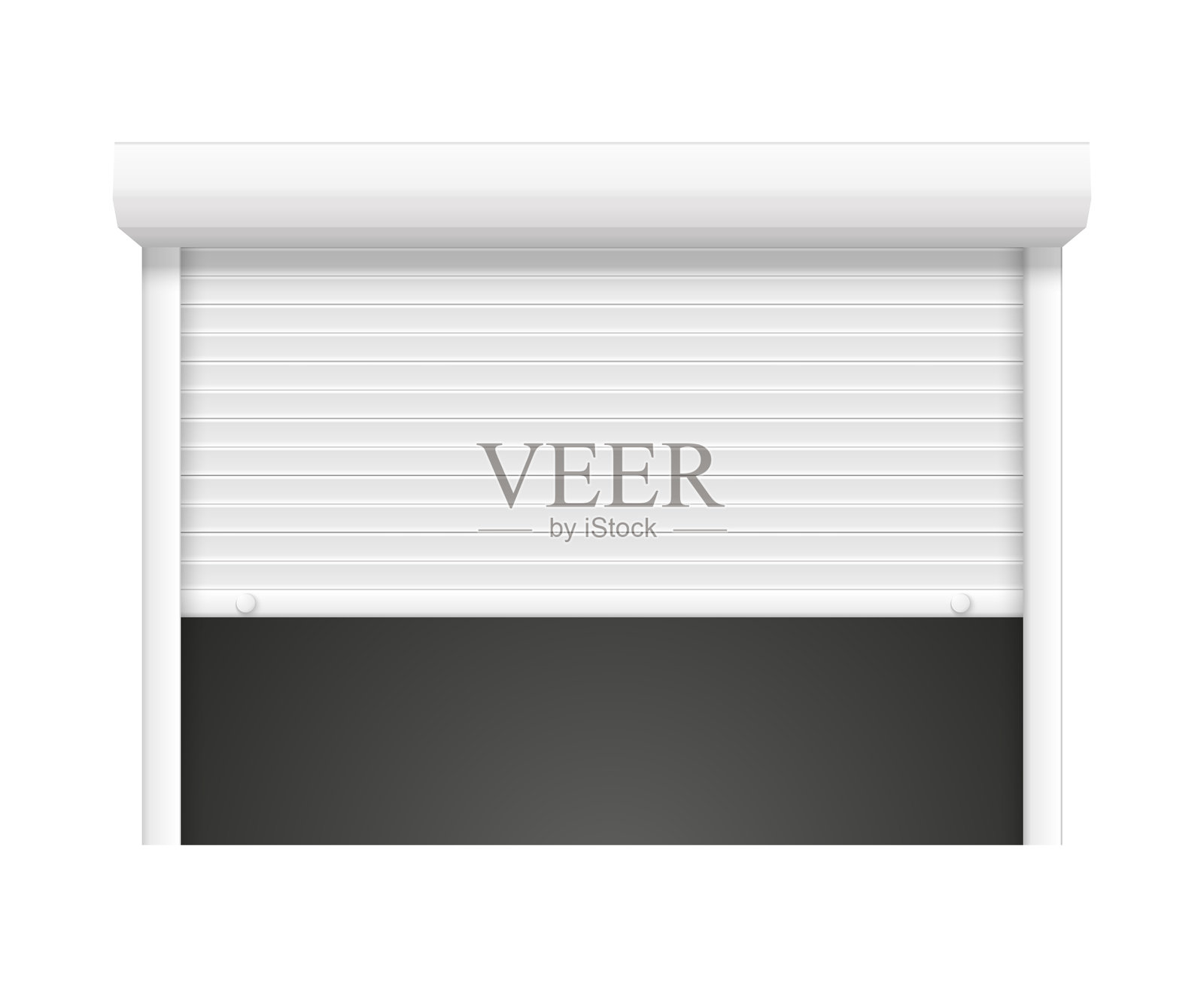 车库卷帘门。关闭的钢制商店窗户。矢量真实锁定商店门。插画图片素材