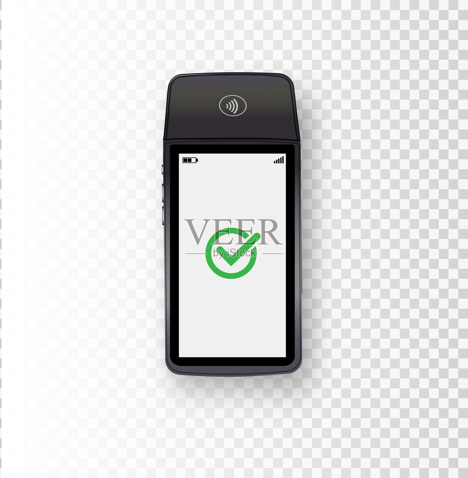 3D真实感NFC支付终端。信用卡。支付机。银行支付非接触式终端模板。POS终端。插画图片素材