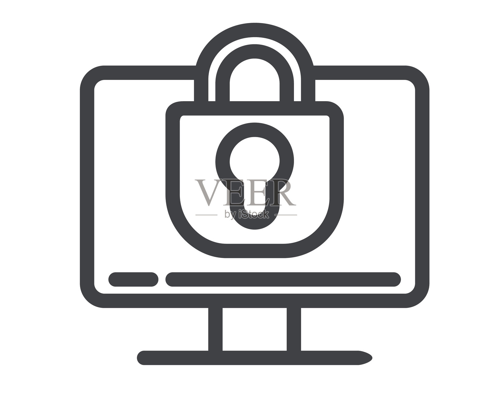 互联网网络安全孤立线条网页图标。矢量平面图形设计卡通风格插画图片素材