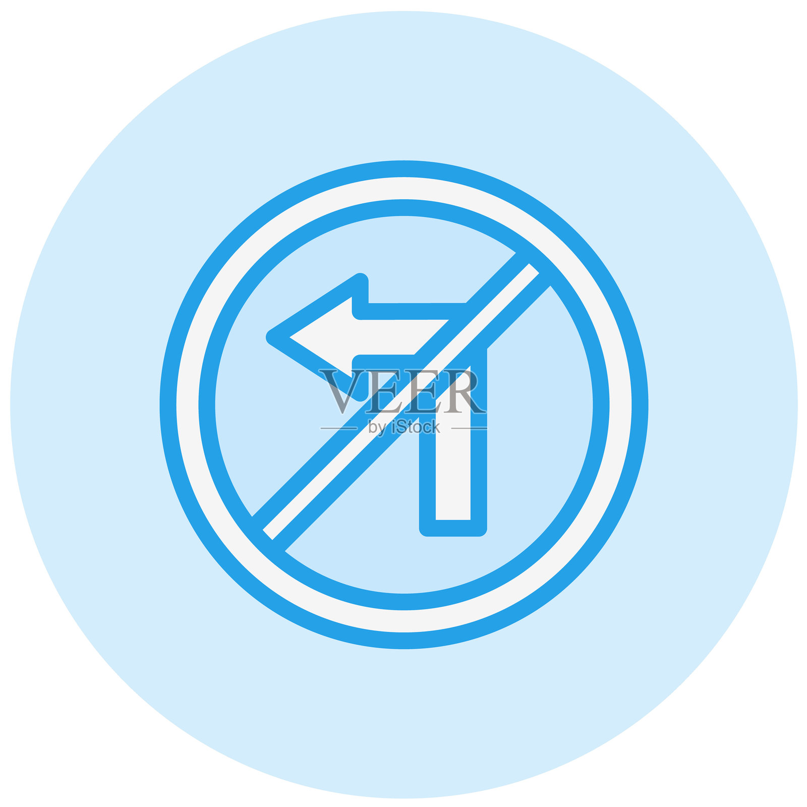 禁止左转矢量图标设计插图插画图片素材