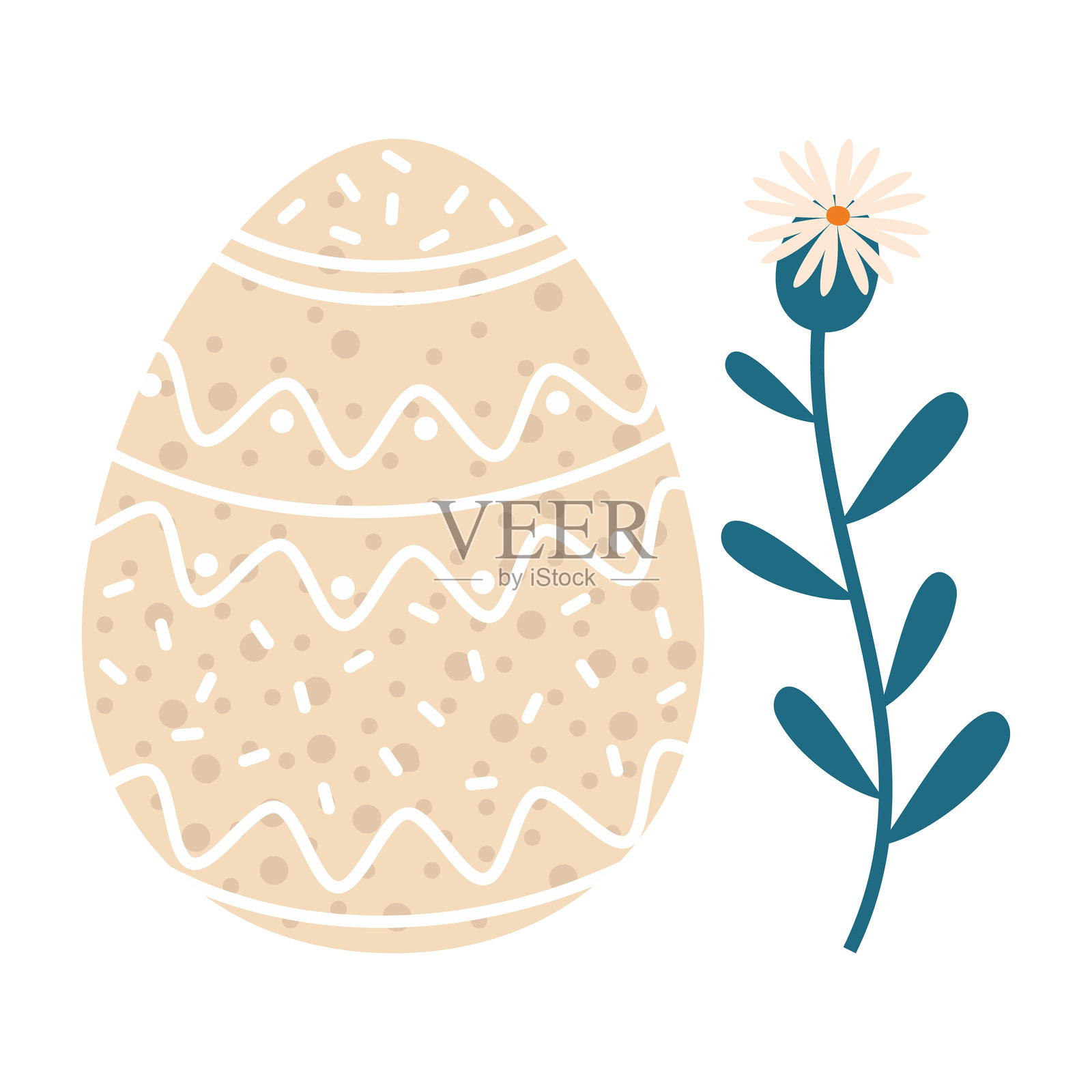 可爱多彩的复活节彩蛋设计，带有兔子、心形和花卉图案插画图片素材