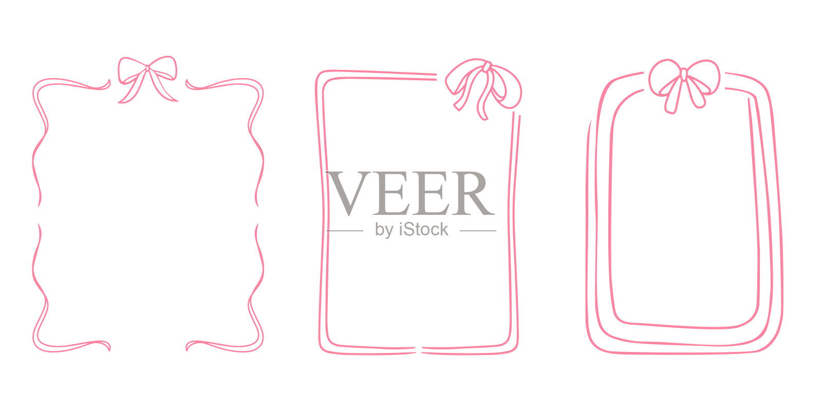 手绘的带有丝带或蝴蝶结的框架，适用于元素、美容、时尚和插图插画图片素材