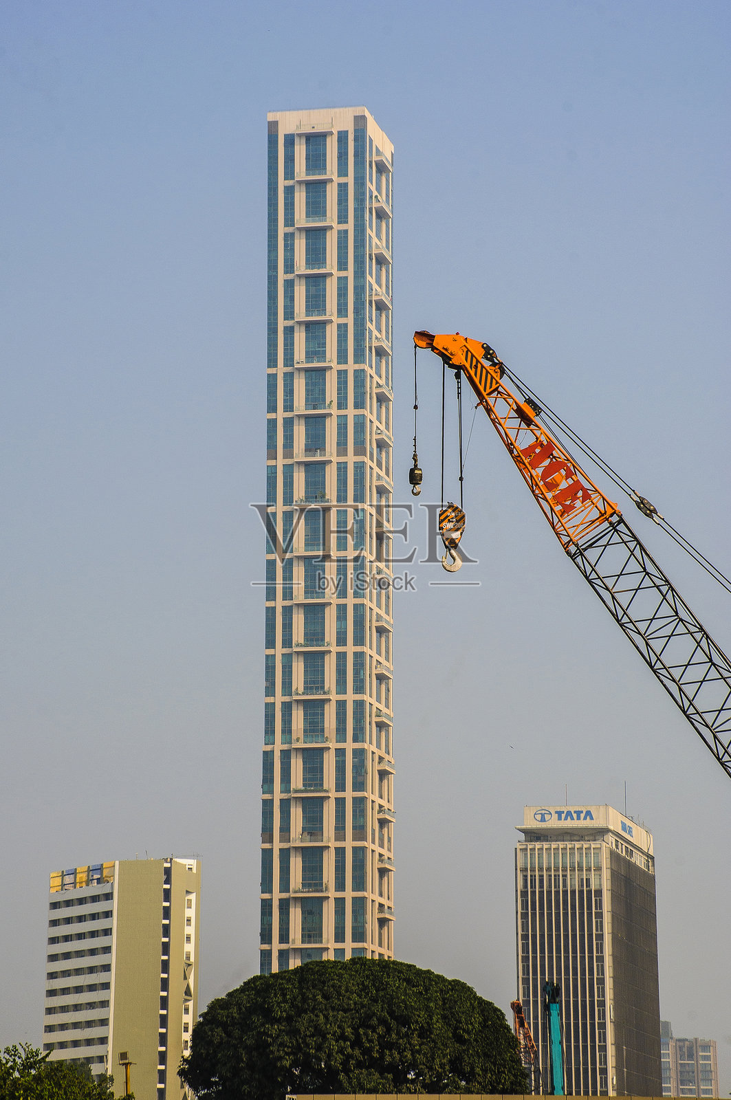 城市的垂直景观。照片摄影图片